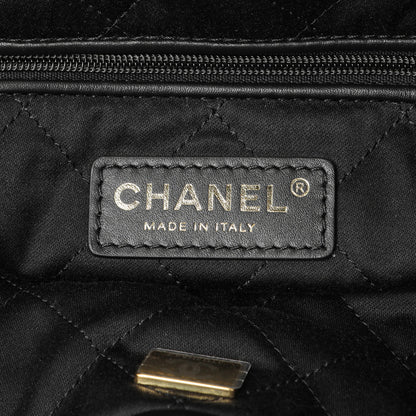 Exclusive Chanel Black Quilted Shiny Calfskin Small Chanel 22 — Detail View
