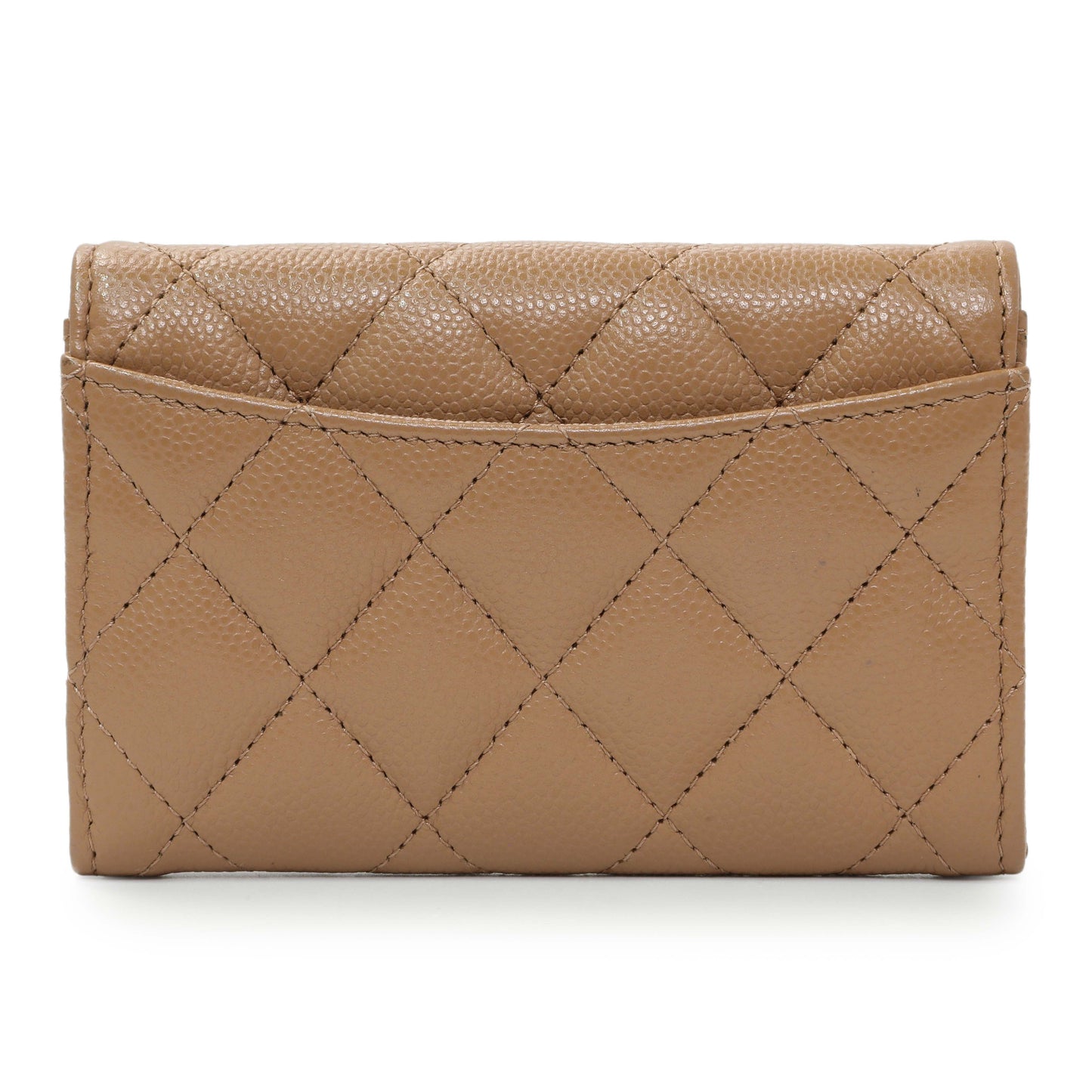Exclusive Chanel Brown Caviar Quilted Flap Card Holder Wallet — Side View