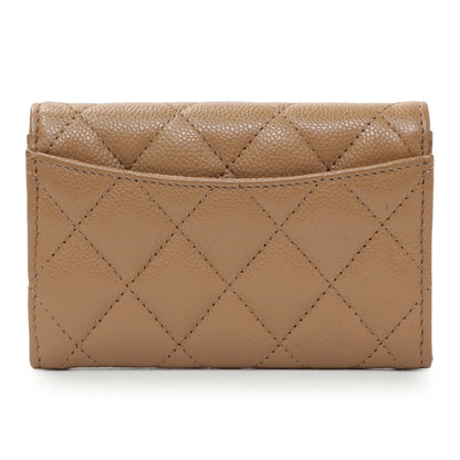 Exclusive Chanel Brown Caviar Quilted Flap Card Holder Wallet — Side View