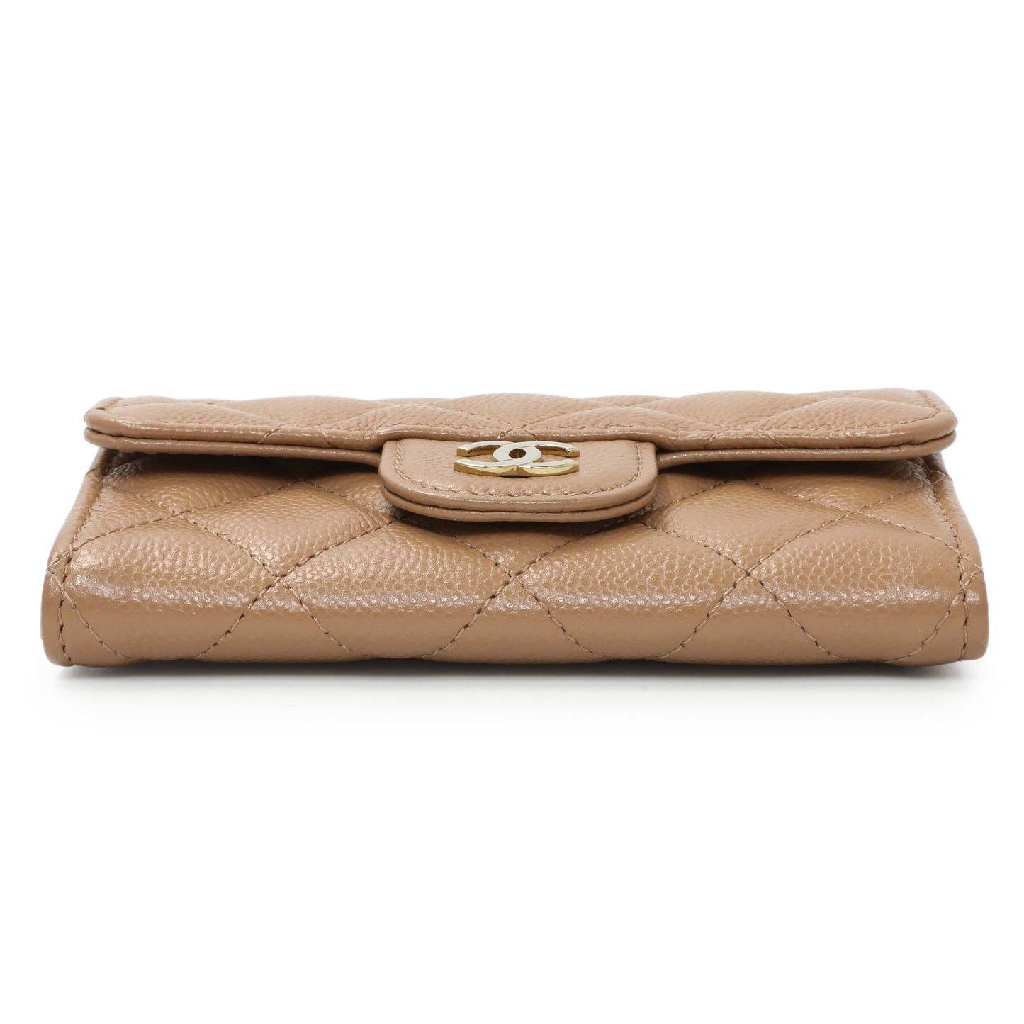 Exclusive Chanel Brown Caviar Quilted Flap Card Holder Wallet — Back View