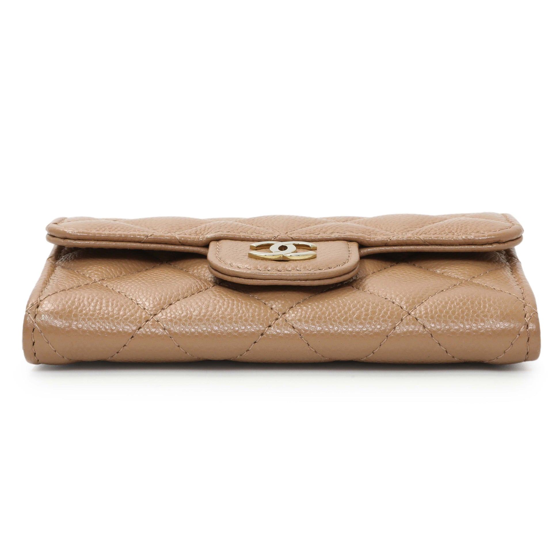 Exclusive Chanel Brown Caviar Quilted Flap Card Holder Wallet — Back View