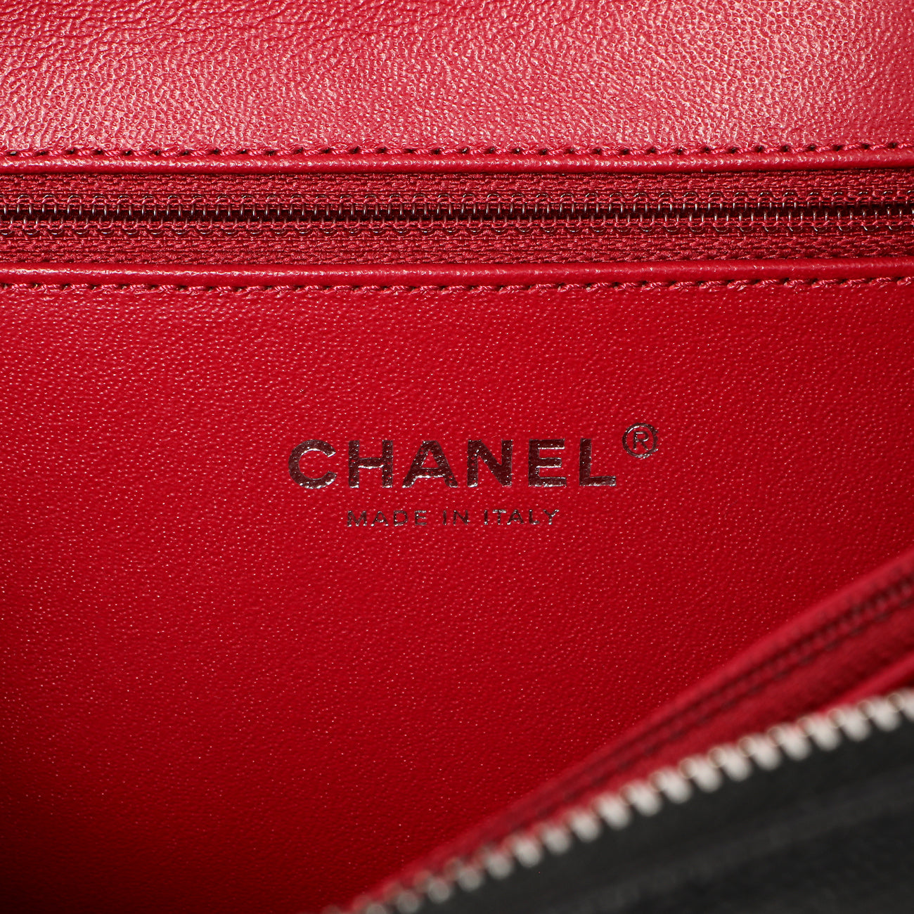 Exclusive Chanel Black Quilted Caviar Striped Medium CC Filigree Vanity Case — Detail View