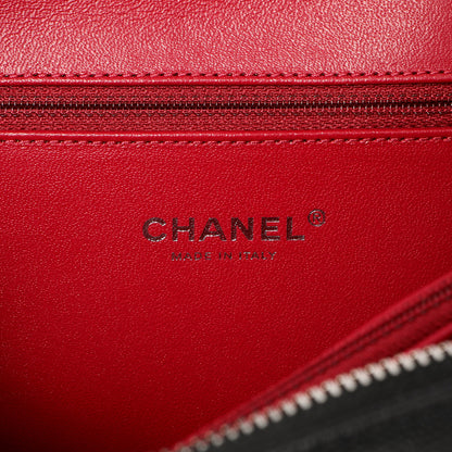 Exclusive Chanel Black Quilted Caviar Striped Medium CC Filigree Vanity Case — Detail View