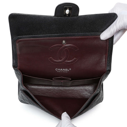 Exclusive Chanel Black Quilted Caviar Medium Classic Double Flap — Alternate View 8