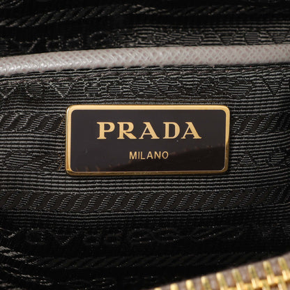 Exclusive Prada Taupe Saffiano Lux Parabole Tote — Detail View