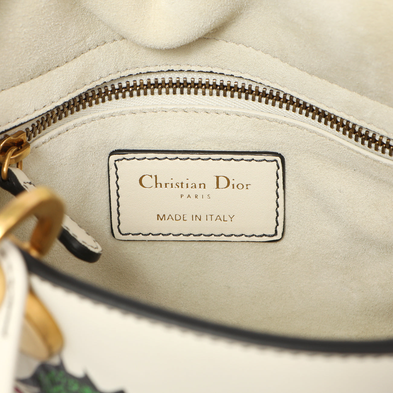Exclusive Christian Dior White Calfskin Niki De Saint Phalle Mini Supple Lady Dior — Detail View