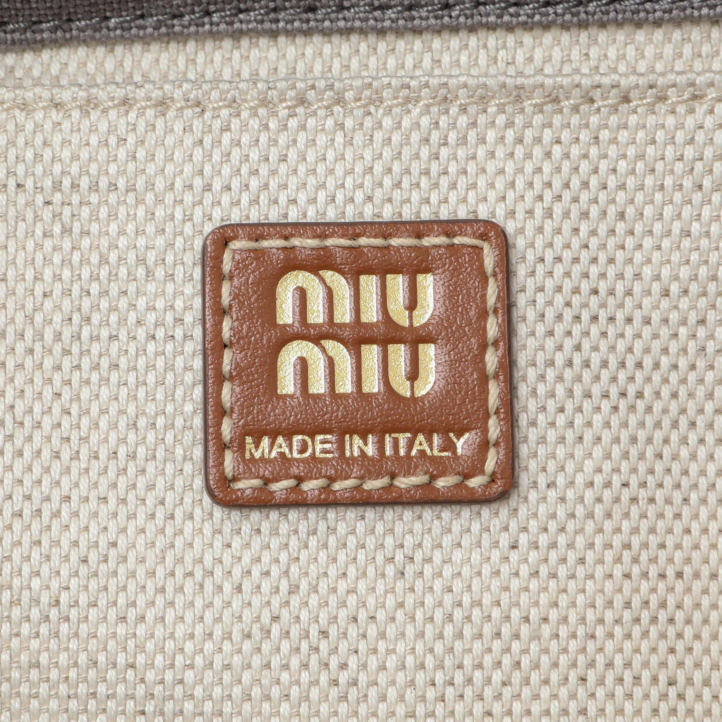 Exclusive Miu Miu Grey Canvas Backpack — Detail View