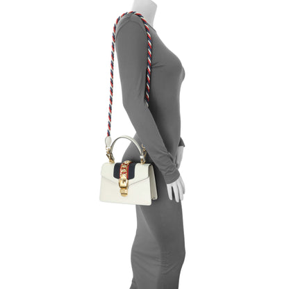 Exclusive Gucci White Calfskin Mini Sylvie Top Handle Bag — Alternate View 8