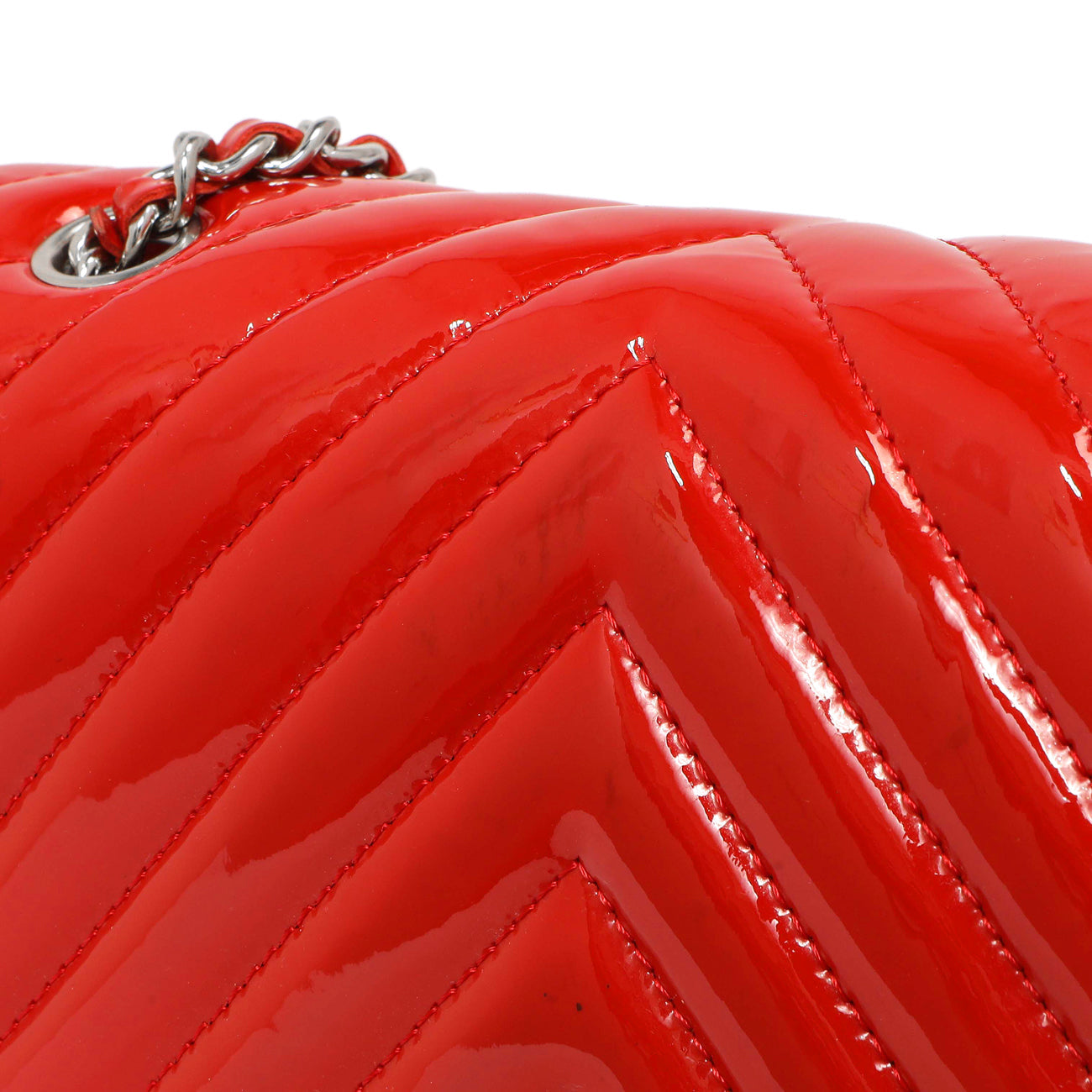 Exclusive Chanel Red Patent Chevron Extra Mini Rectangular Flap — Alternate View 8