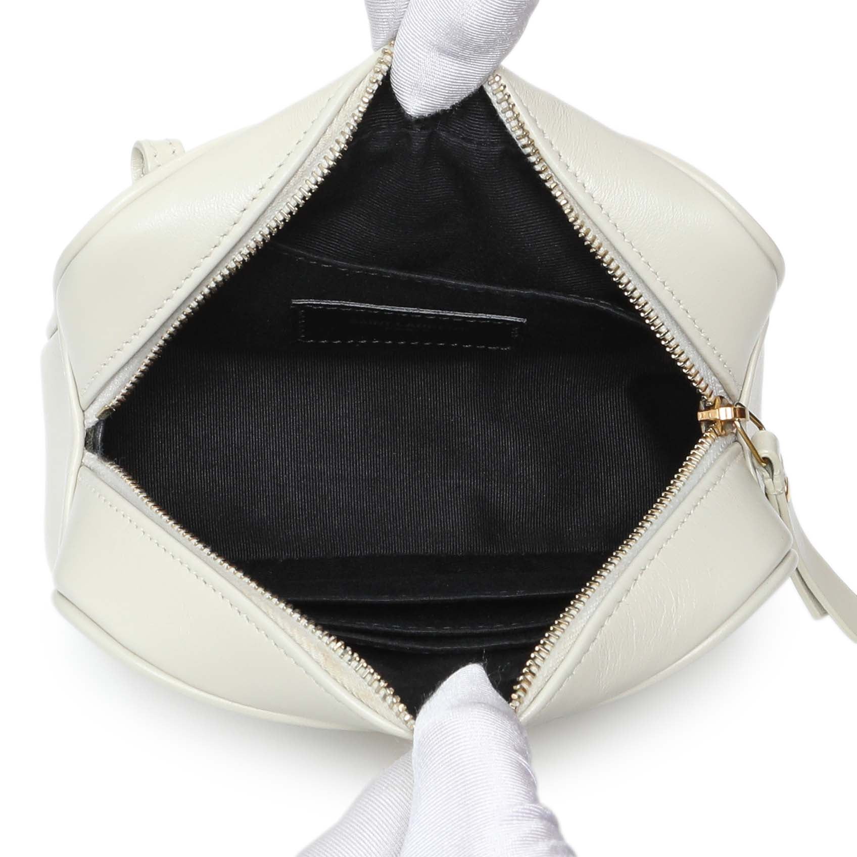 Exclusive Saint Laurent Cream Calfskin Matelasse Monogram Lou Belt Bag — Top View