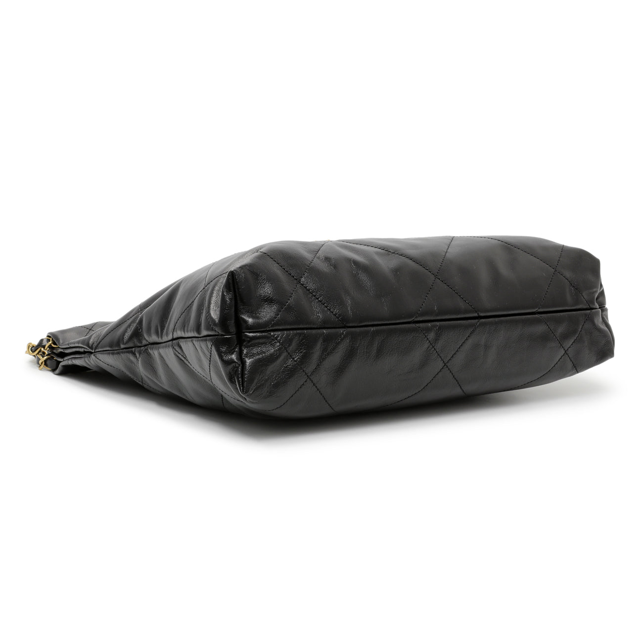 Exclusive Chanel Black Quilted Shiny Calfskin Small Chanel 22 — Back View
