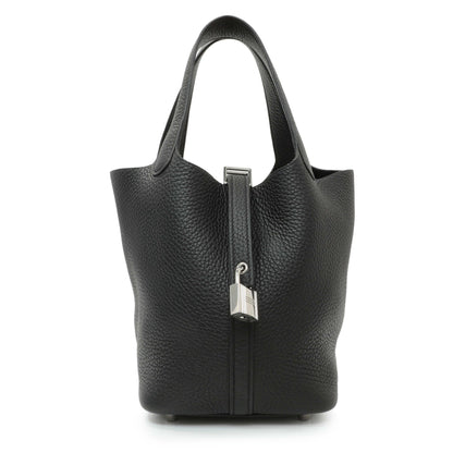 Exclusive Hermes Black Clemence Picotin 18 — Front View