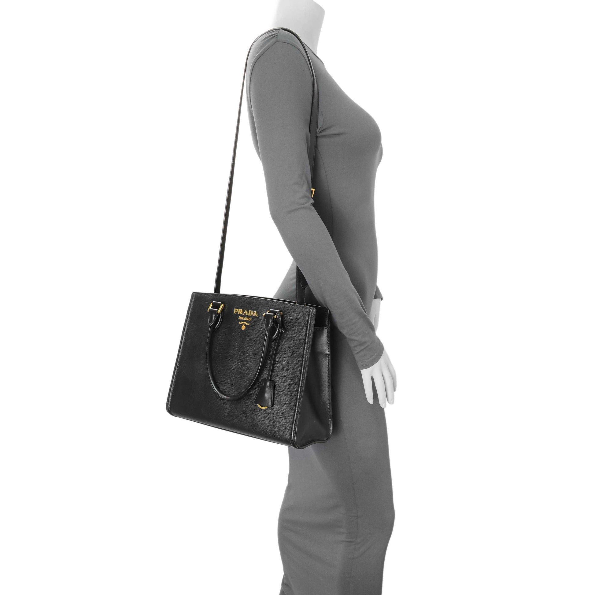 Exclusive Prada Black Saffiano Soft Calfskin Tote — Alternate View 10