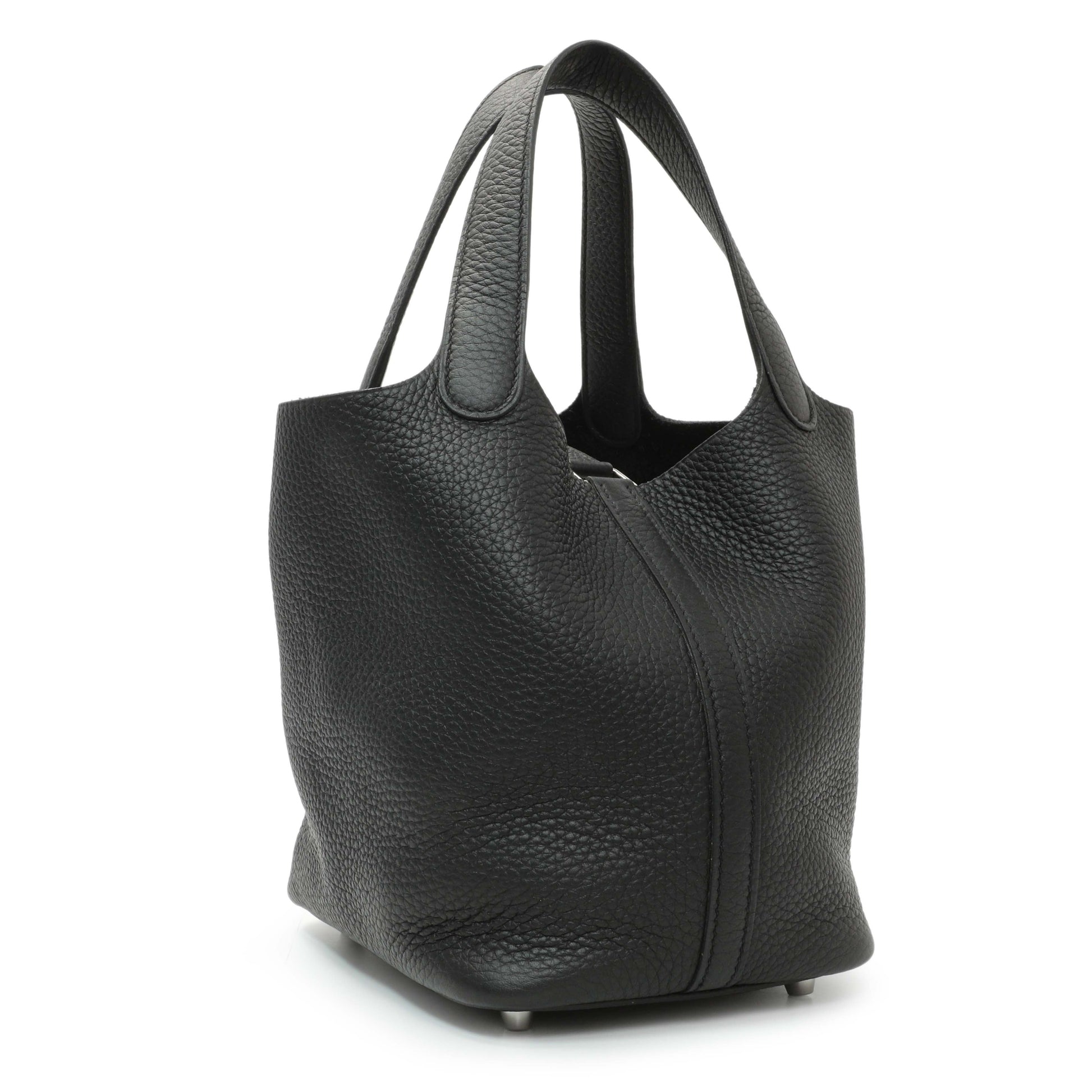 Exclusive Hermes Black Clemence Picotin 18 — Side View