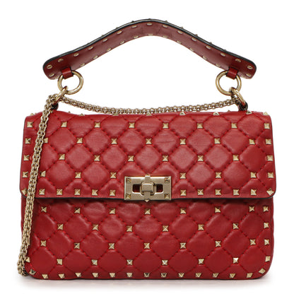 Exclusive Valentino Red Lambskin Medium Rockstud Spike Shoulder Bag — Front View