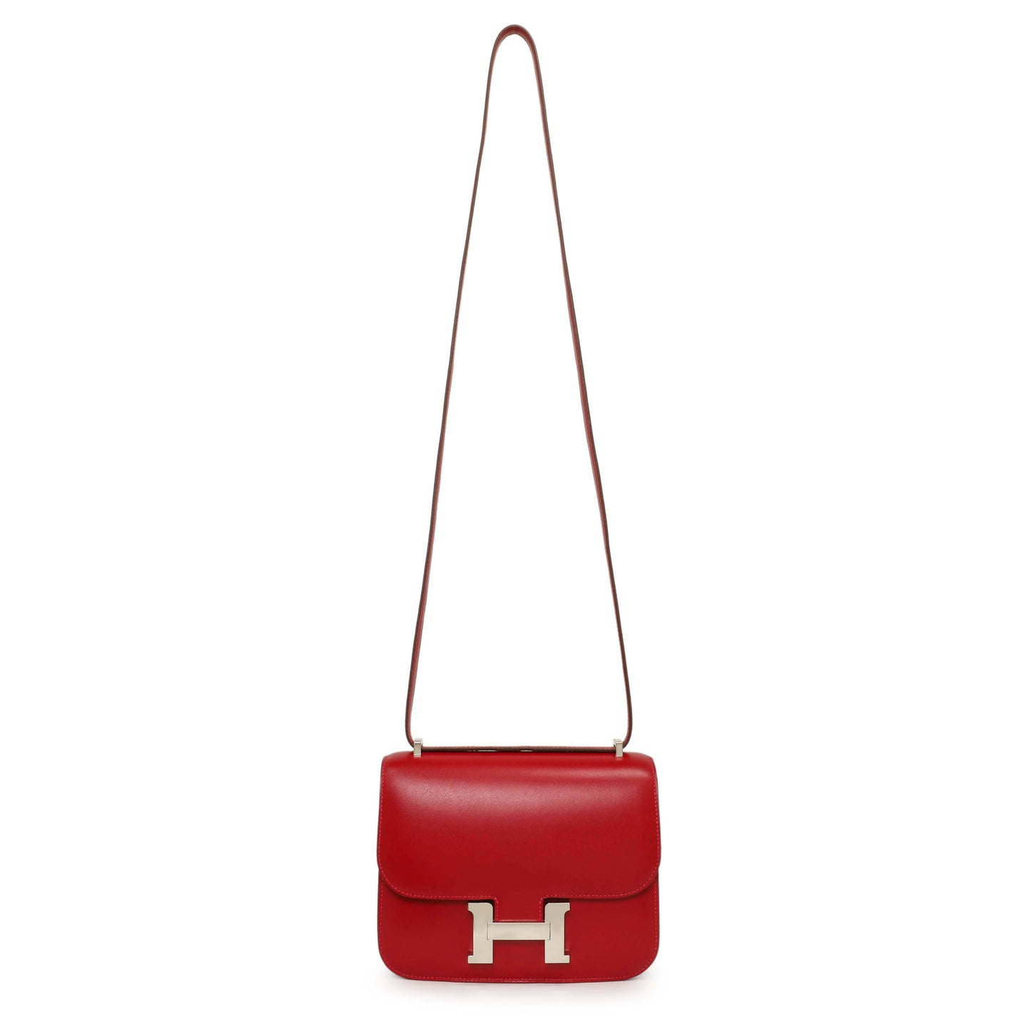 Exclusive Hermes Rouge Vif Tadelakt Constance 18 — Front View