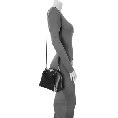 Exclusive Louis Vuitton Black Epi Alma BB with Strap — Lifestyle View