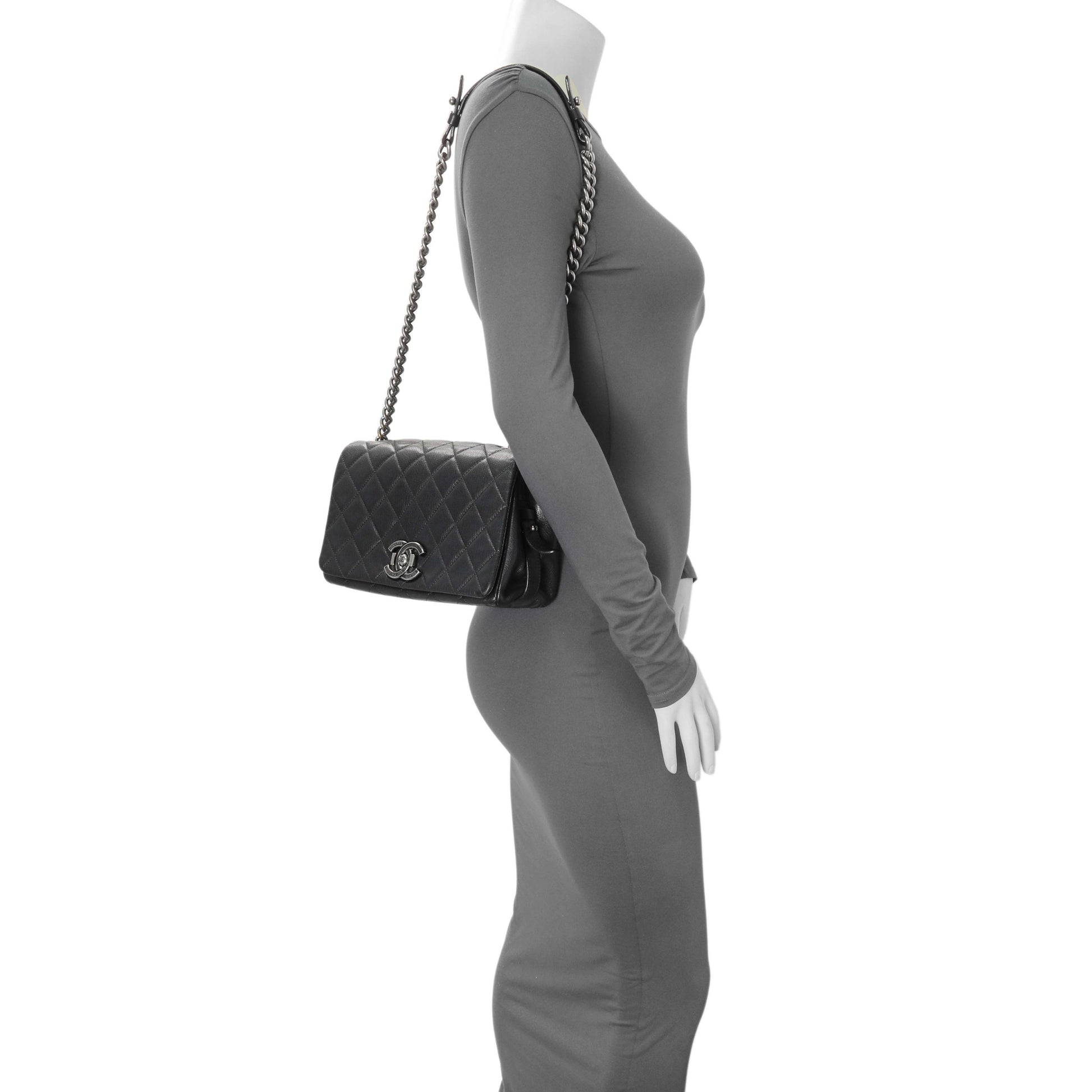 Exclusive Chanel Black Calfskin Mumbai Flap Bag — Alternate View 13