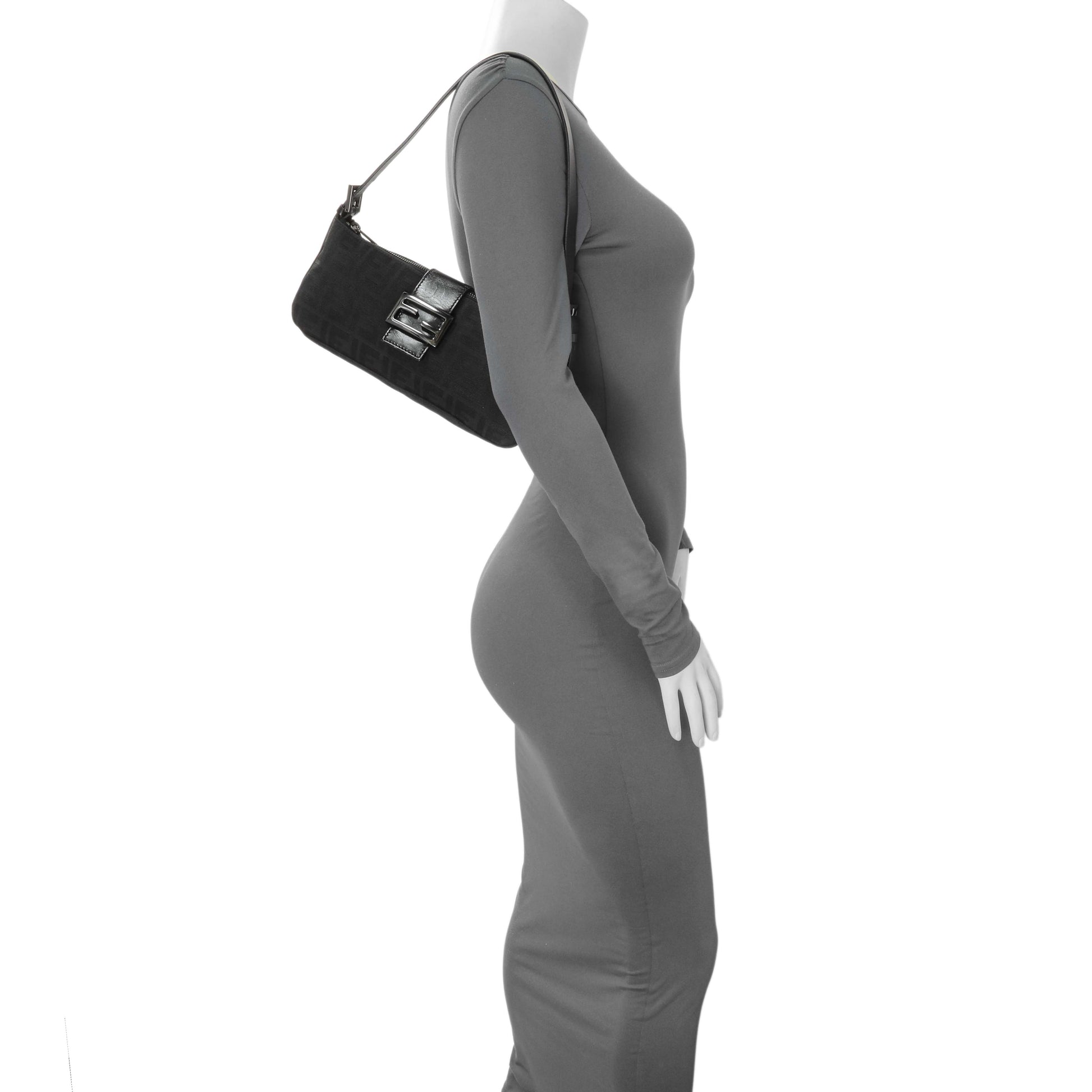 Exclusive Fendi Black Zucchino Canvas Bagette Shoulder — Alternate View 7