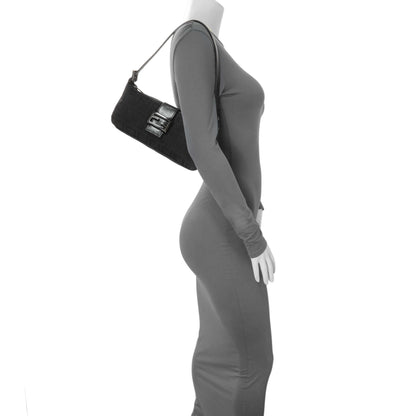 Exclusive Fendi Black Zucchino Canvas Bagette Shoulder — Alternate View 7