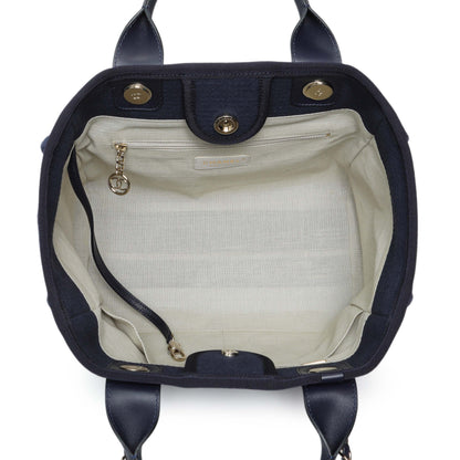 Exclusive Chanel Navy Mixed Fibers Small Deauville Tote — Top View