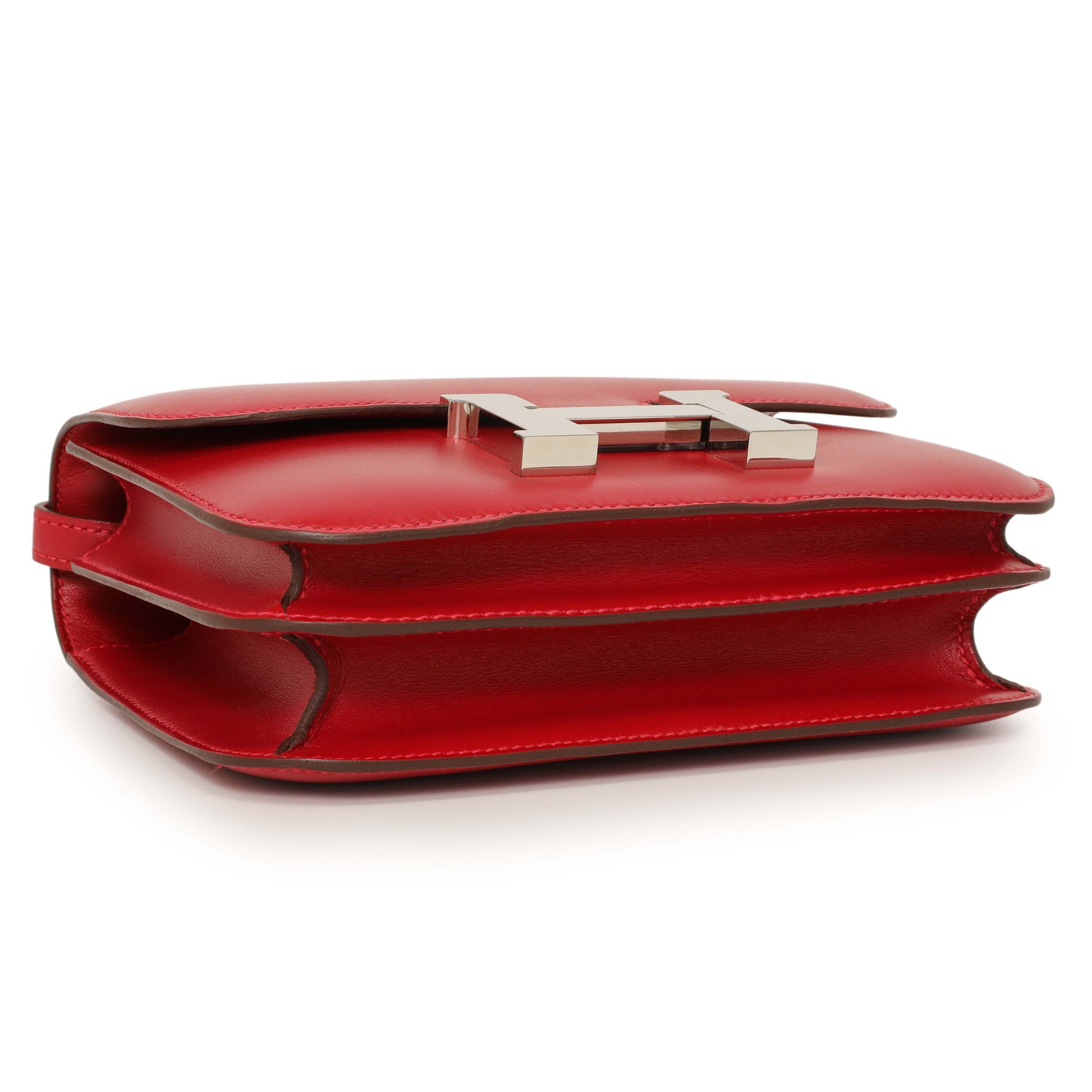 Exclusive Hermes Rouge Vif Tadelakt Constance 18 — Top View