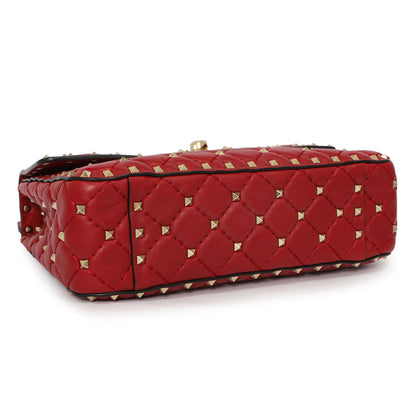 Exclusive Valentino Red Lambskin Medium Rockstud Spike Shoulder Bag — Back View