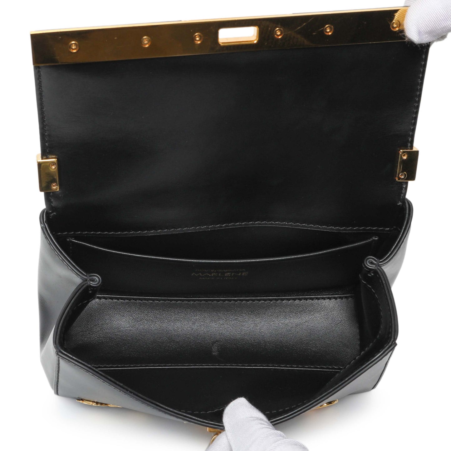Exclusive Dolce & Gabbana Black Calfskin Small Marlene Crossbody — Top View