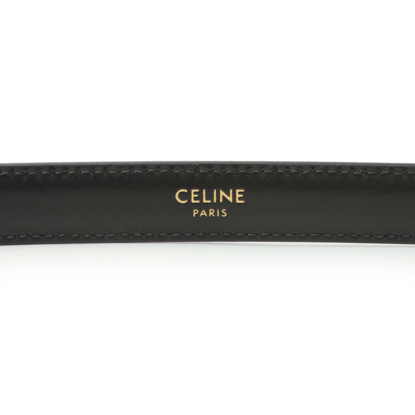 Exclusive Celine Black Box Calfskin Triomphe Belt — Back View