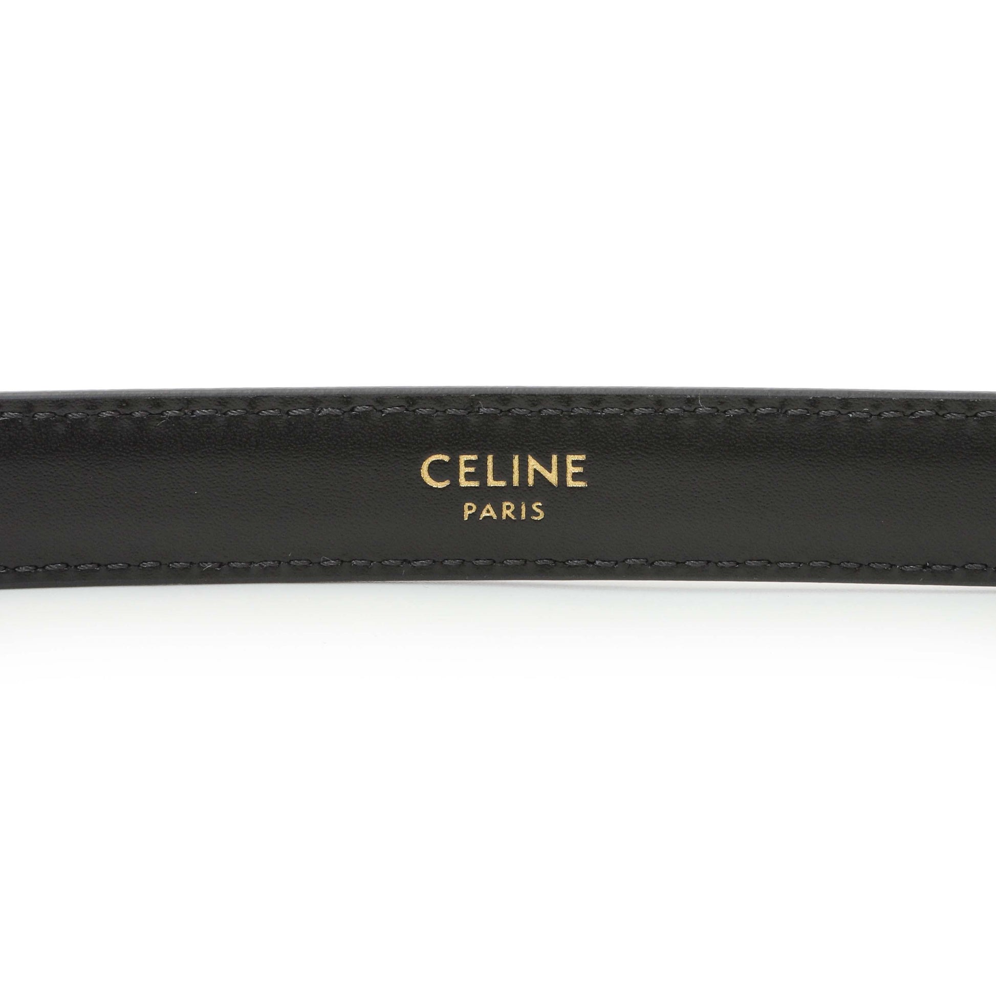 Exclusive Celine Black Box Calfskin Triomphe Belt — Back View