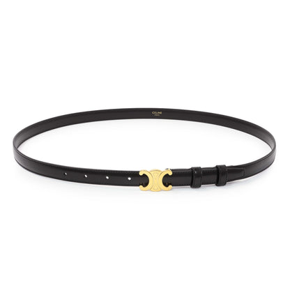 Exclusive Celine Black Box Calfskin Triomphe Belt — Front View