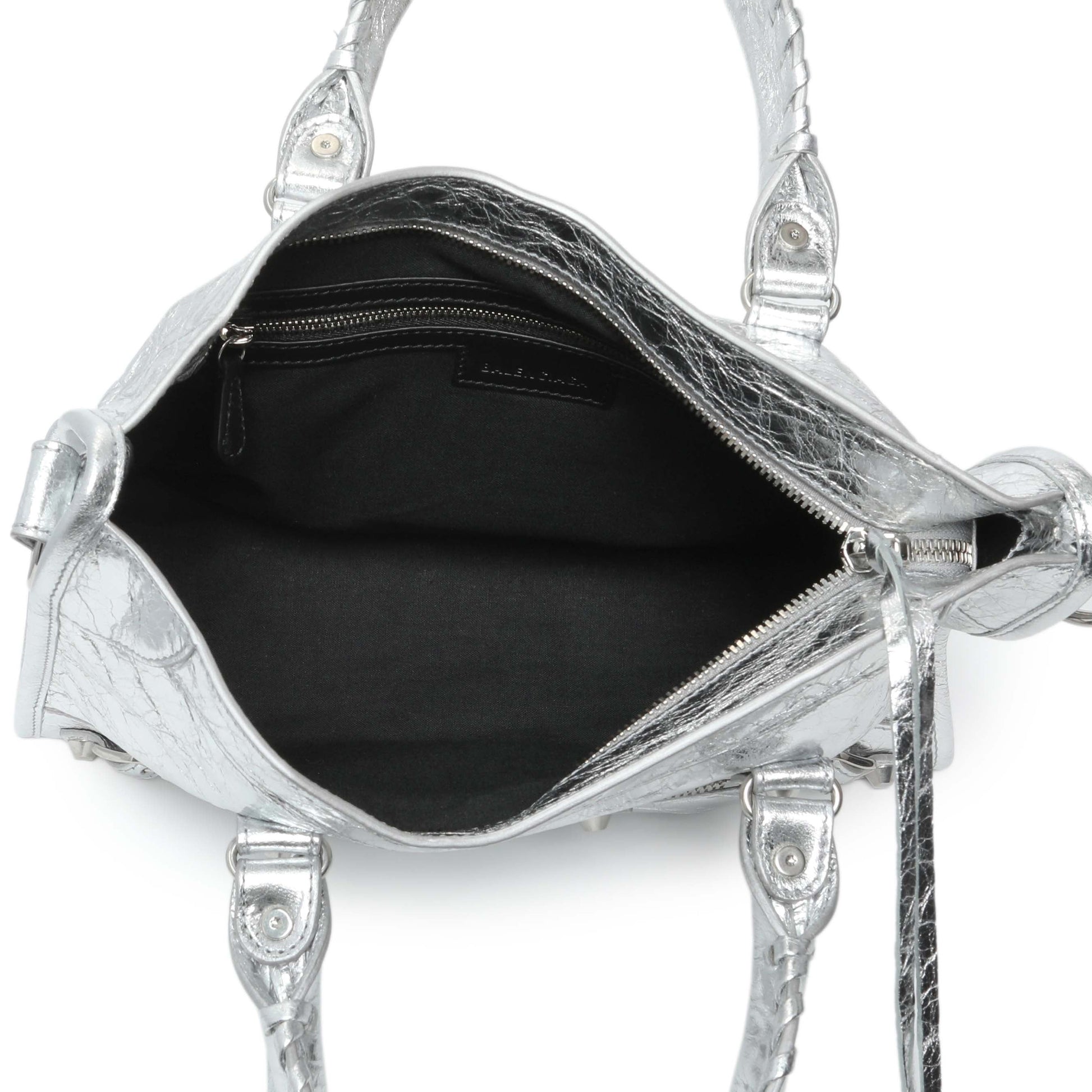 Exclusive Balenciaga Silver Agneau Small Le City — Top View