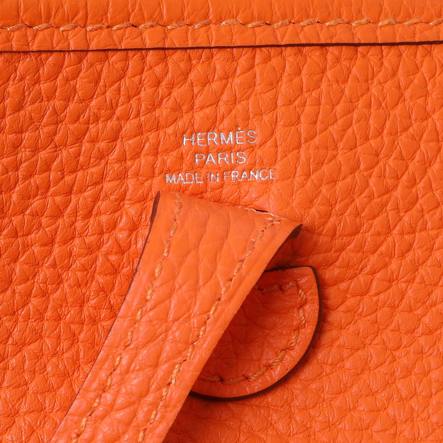 Exclusive Hermes Orange Clemence Evelyne TPM — Detail View