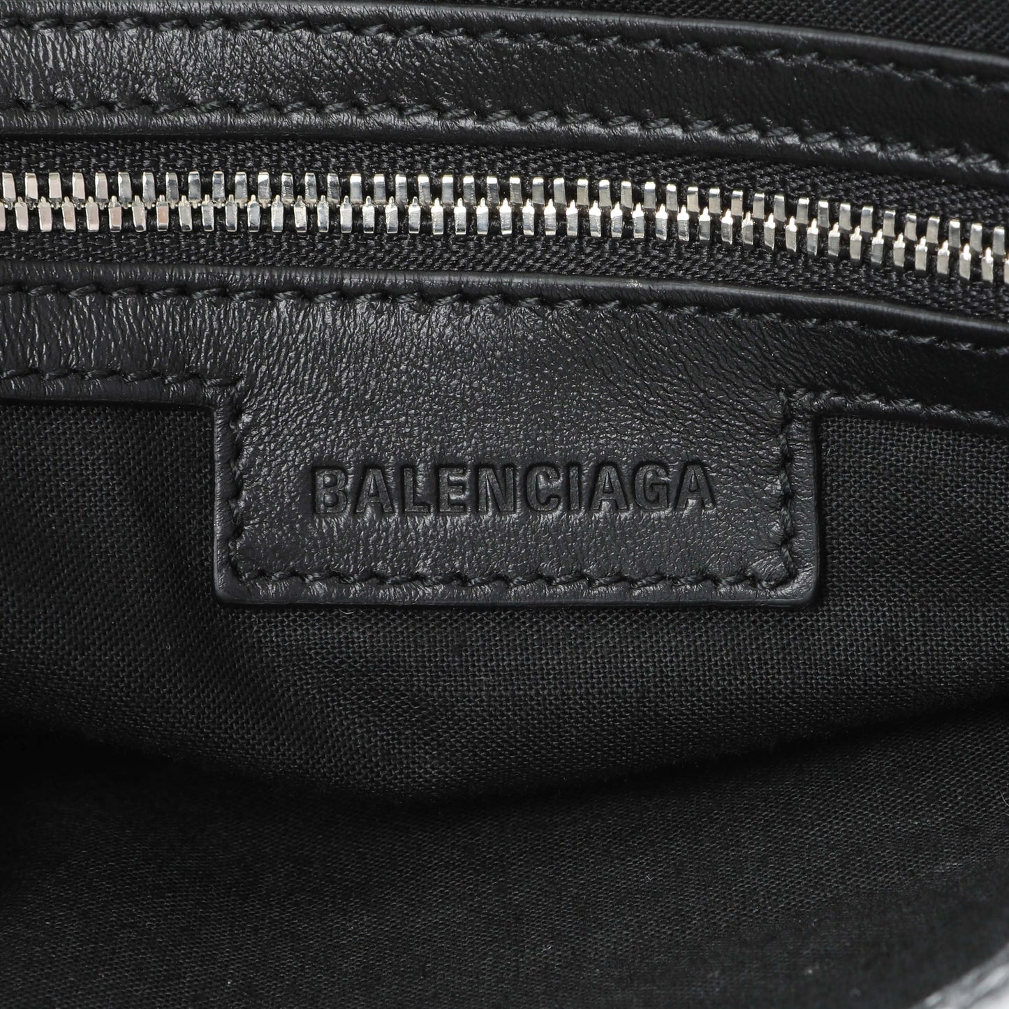 Exclusive Balenciaga Silver Agneau Small Le City — Detail View