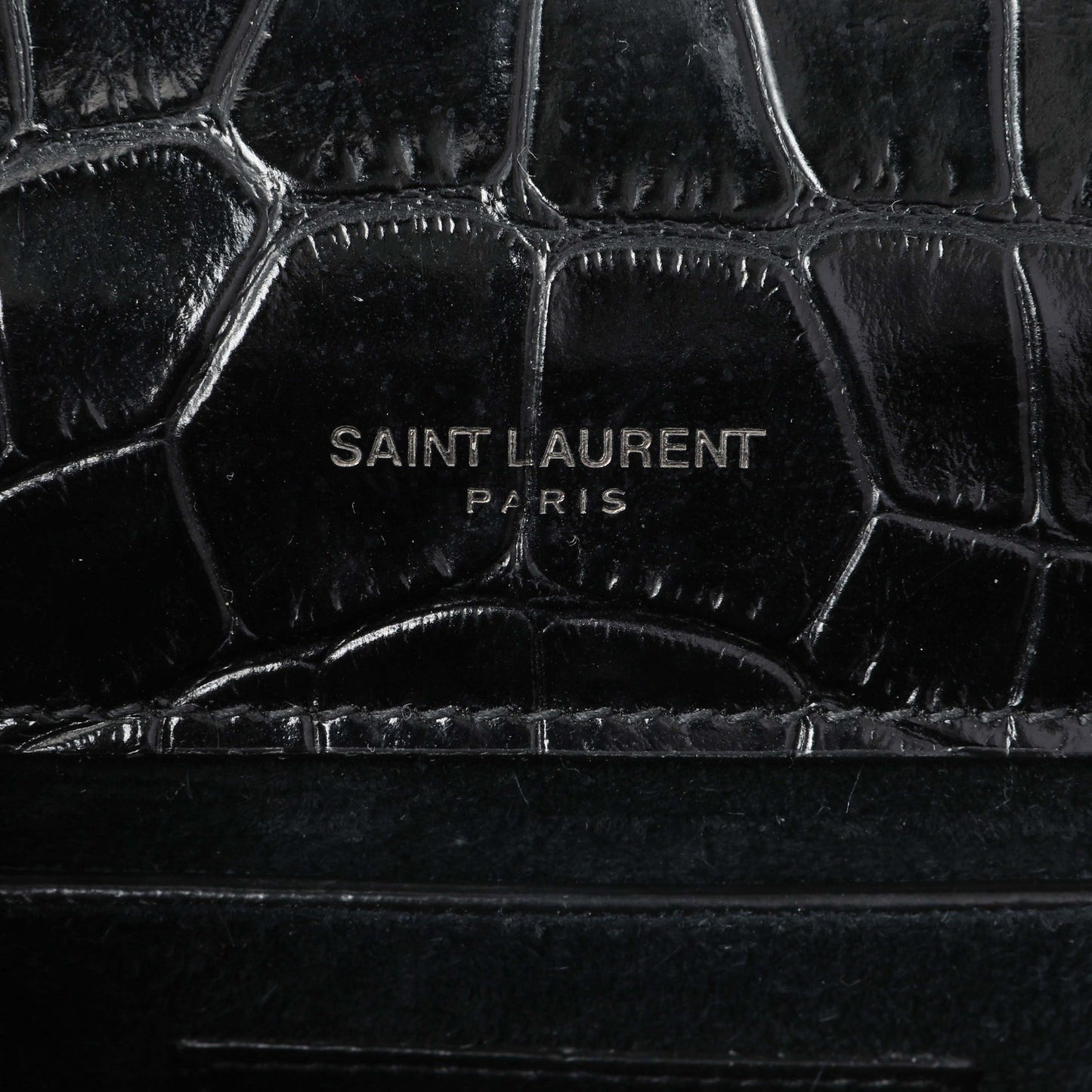 Exclusive Saint Laurent Calfskin Crocodile Embossed Small Classic Monogram Kate Satchel — Alternate View 9