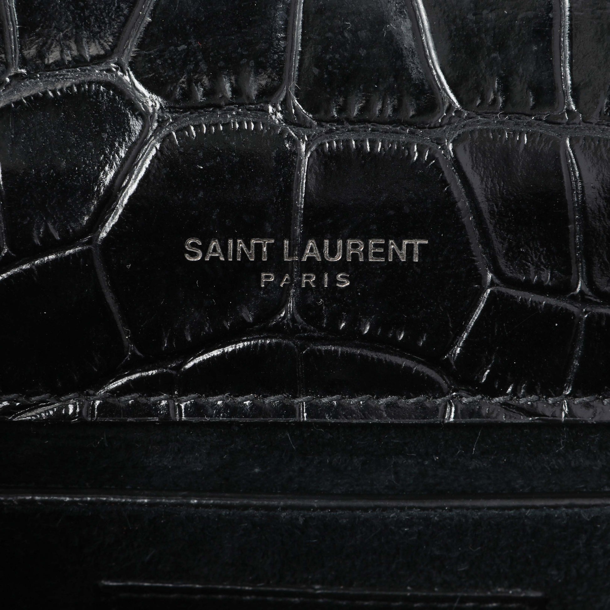 Exclusive Saint Laurent Calfskin Crocodile Embossed Small Classic Monogram Kate Satchel — Alternate View 9
