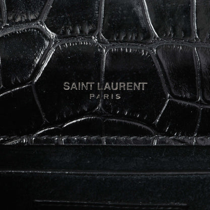 Exclusive Saint Laurent Calfskin Crocodile Embossed Small Classic Monogram Kate Satchel — Alternate View 9