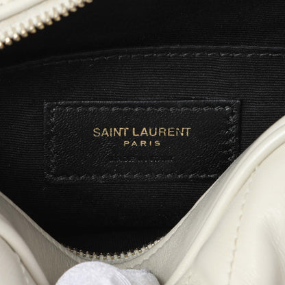 Exclusive Saint Laurent Cream Calfskin Matelasse Monogram Lou Belt Bag — Detail View