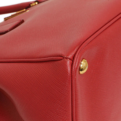 Exclusive Prada Red Saffiano Small Galleria Double Zip Tote — Top View