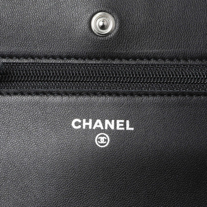 Exclusive Chanel Black Quilted Lambskin Wallet on Chain — Detail View