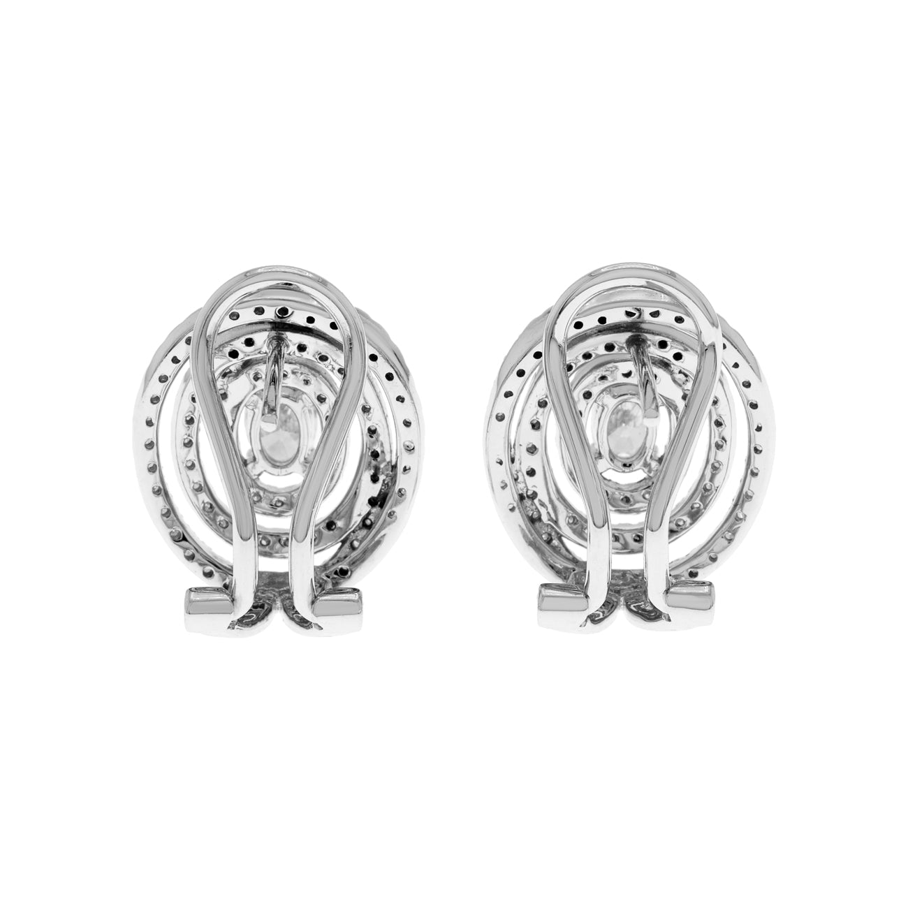 Exclusive 14K White Gold 1.18 Carat Diamond Spiral Earrings — Side View