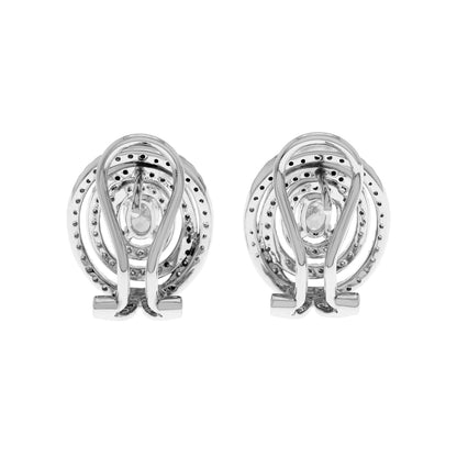 Exclusive 14K White Gold 1.18 Carat Diamond Spiral Earrings — Side View