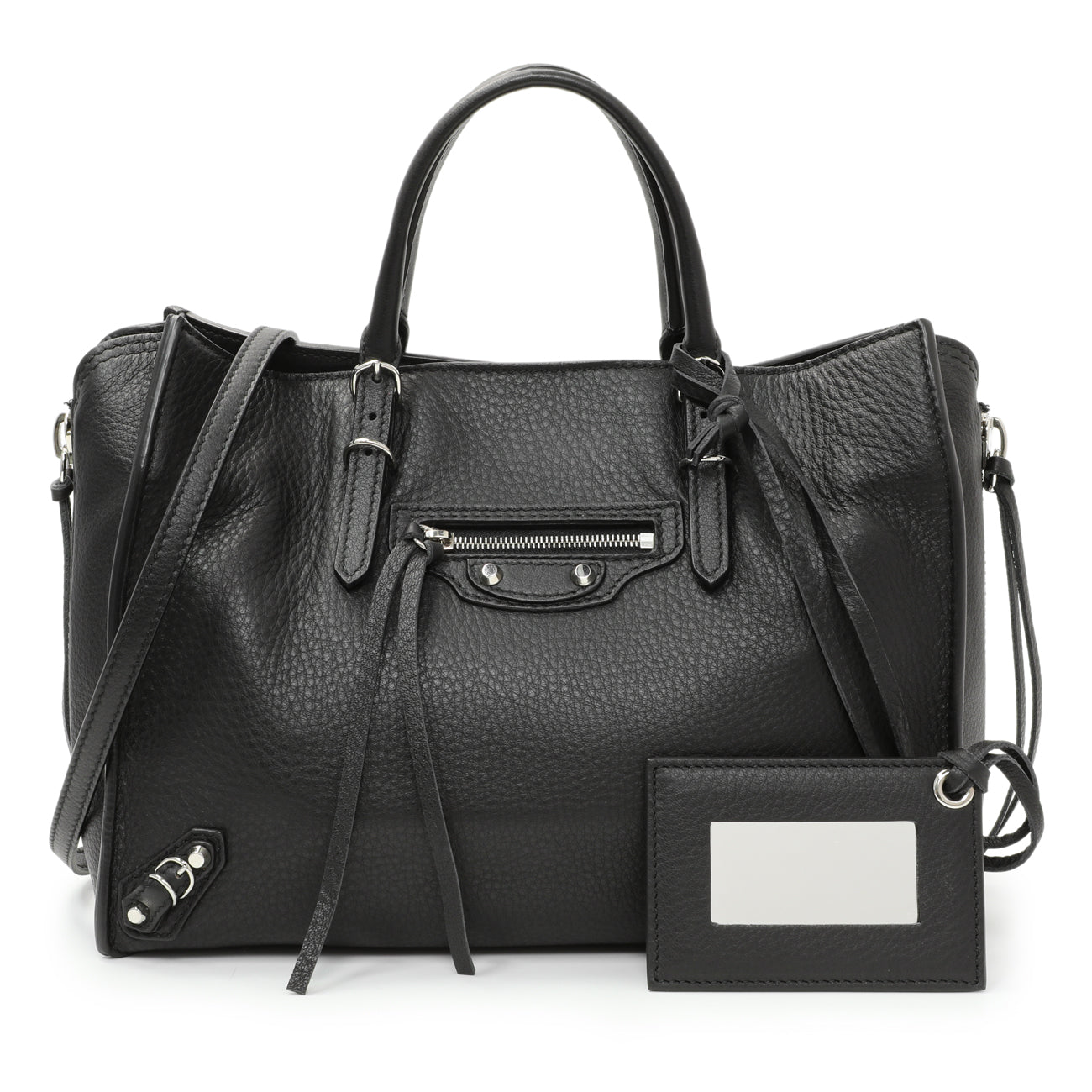 Exclusive Balenciaga Black Calfskin Mini Papier A4 Tote — Front View