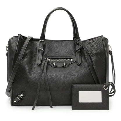 Exclusive Balenciaga Black Calfskin Mini Papier A4 Tote — Front View