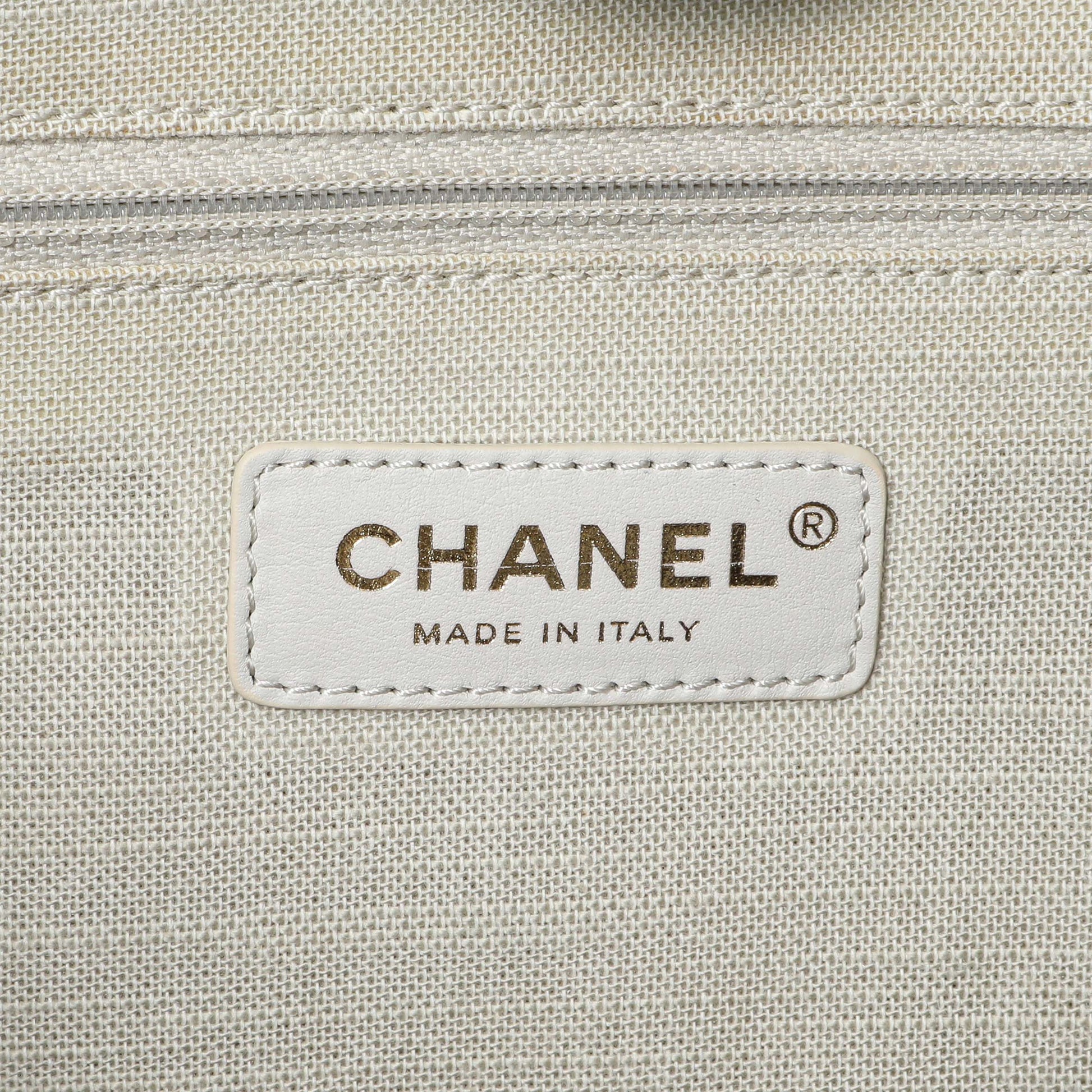 Exclusive Chanel Navy Mixed Fibers Small Deauville Tote — Detail View