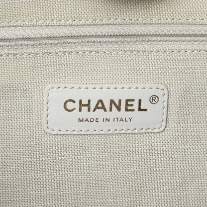 Exclusive Chanel Navy Mixed Fibers Small Deauville Tote — Detail View