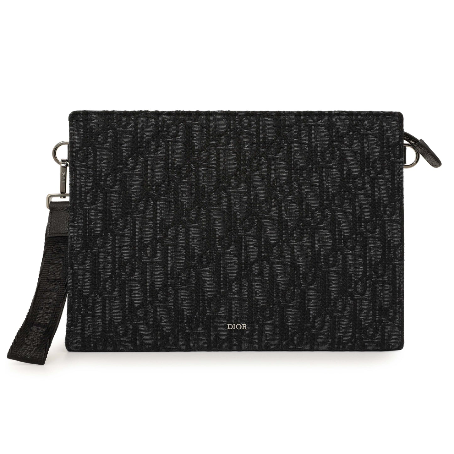 Exclusive Christian Dior Black Oblique A5 Triangle Pouch — Front View