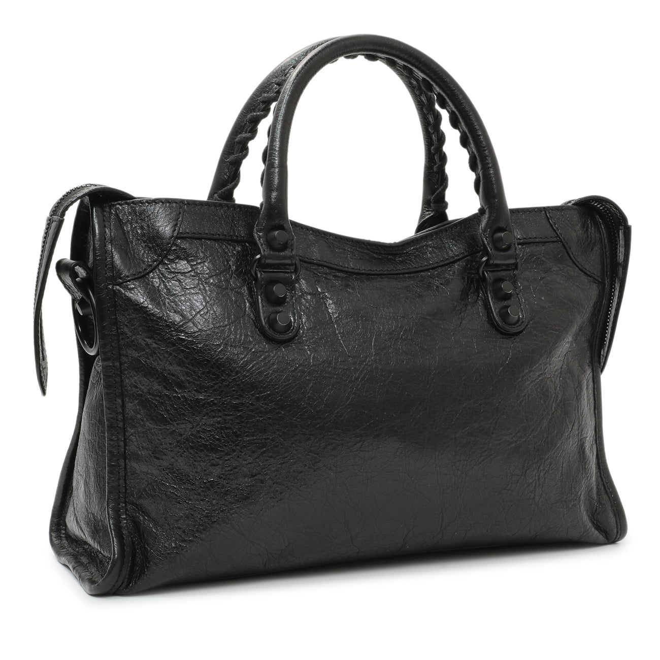 Exclusive Balenciaga Black Agneau Classic Hardware Small City — Side View