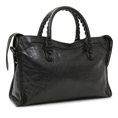 Exclusive Balenciaga Black Agneau Classic Hardware Small City — Side View