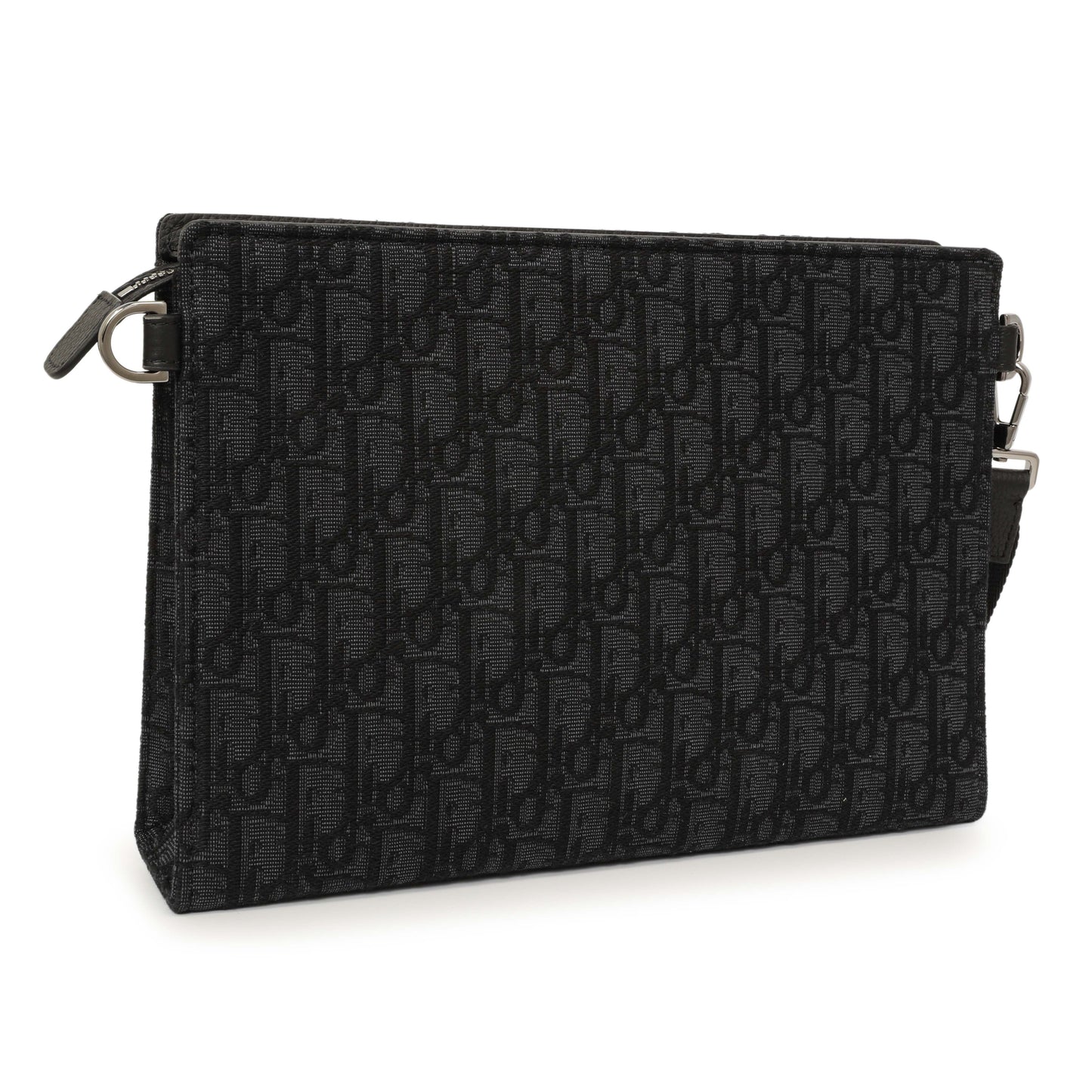 Exclusive Christian Dior Black Oblique A5 Triangle Pouch — Side View